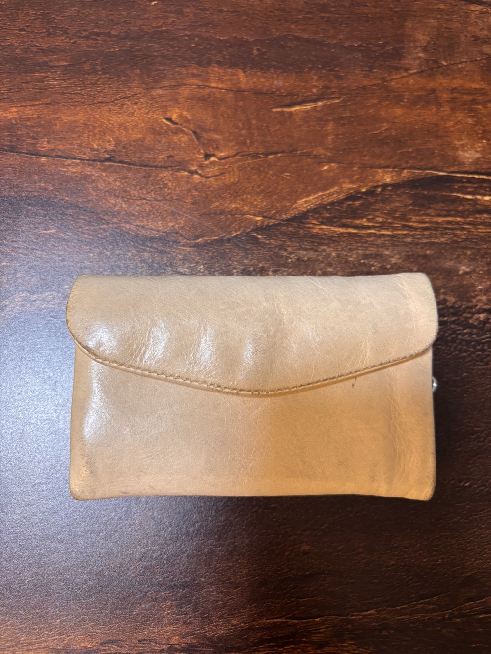 VTG Light Tan/Cream Butter Leather HOBO compact wallet